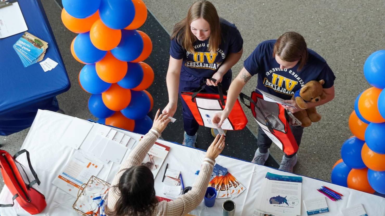 Students at a job fair